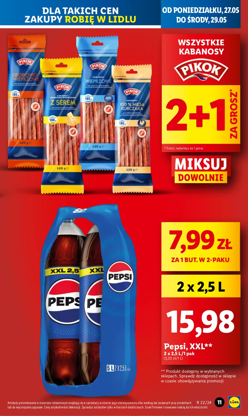 Gazetka promocyjna Lidl - GAZETKA - ważna 27.05 do 29.05.2024 - strona 11 - produkty: Kabanos, Pepsi