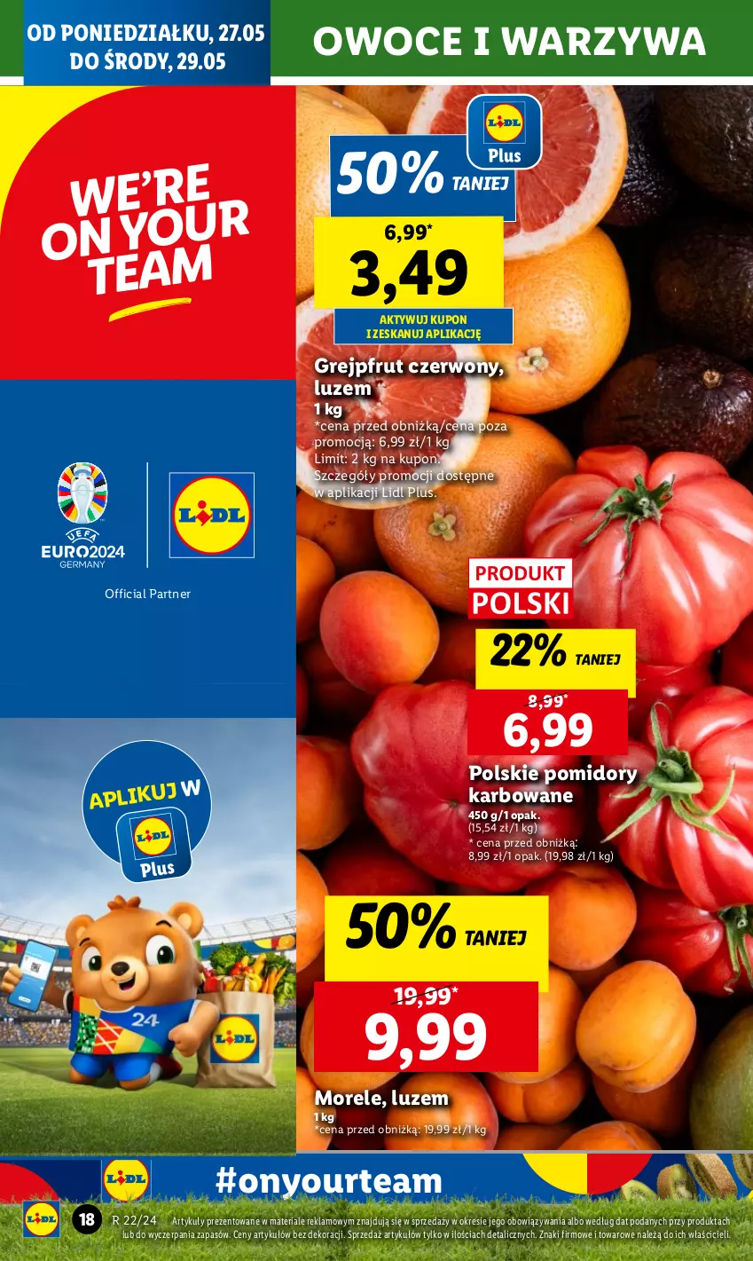 Gazetka promocyjna Lidl - GAZETKA - ważna 27.05 do 29.05.2024 - strona 18 - produkty: Grejpfrut, Owoce, Pomidory, Warzywa