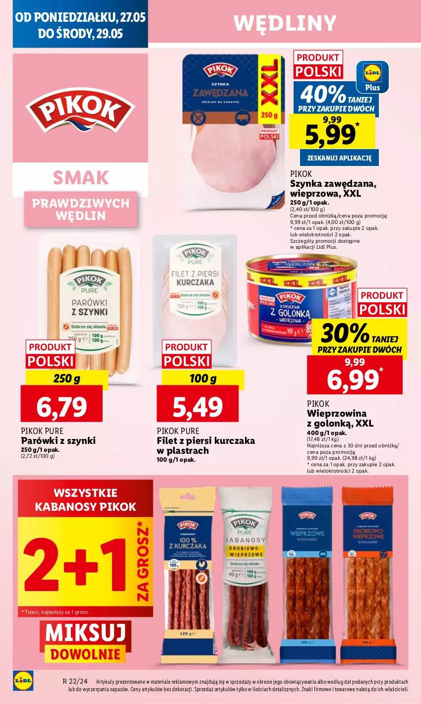 Gazetka promocyjna Lidl - GAZETKA - ważna 27.05 do 29.05.2024 - strona 52 - produkty: Filet z piersi kurczaka, Kabanos, Kurczak, Parówki, Parówki z szynki, PIKOK, Pur, Szynka, Wieprzowina