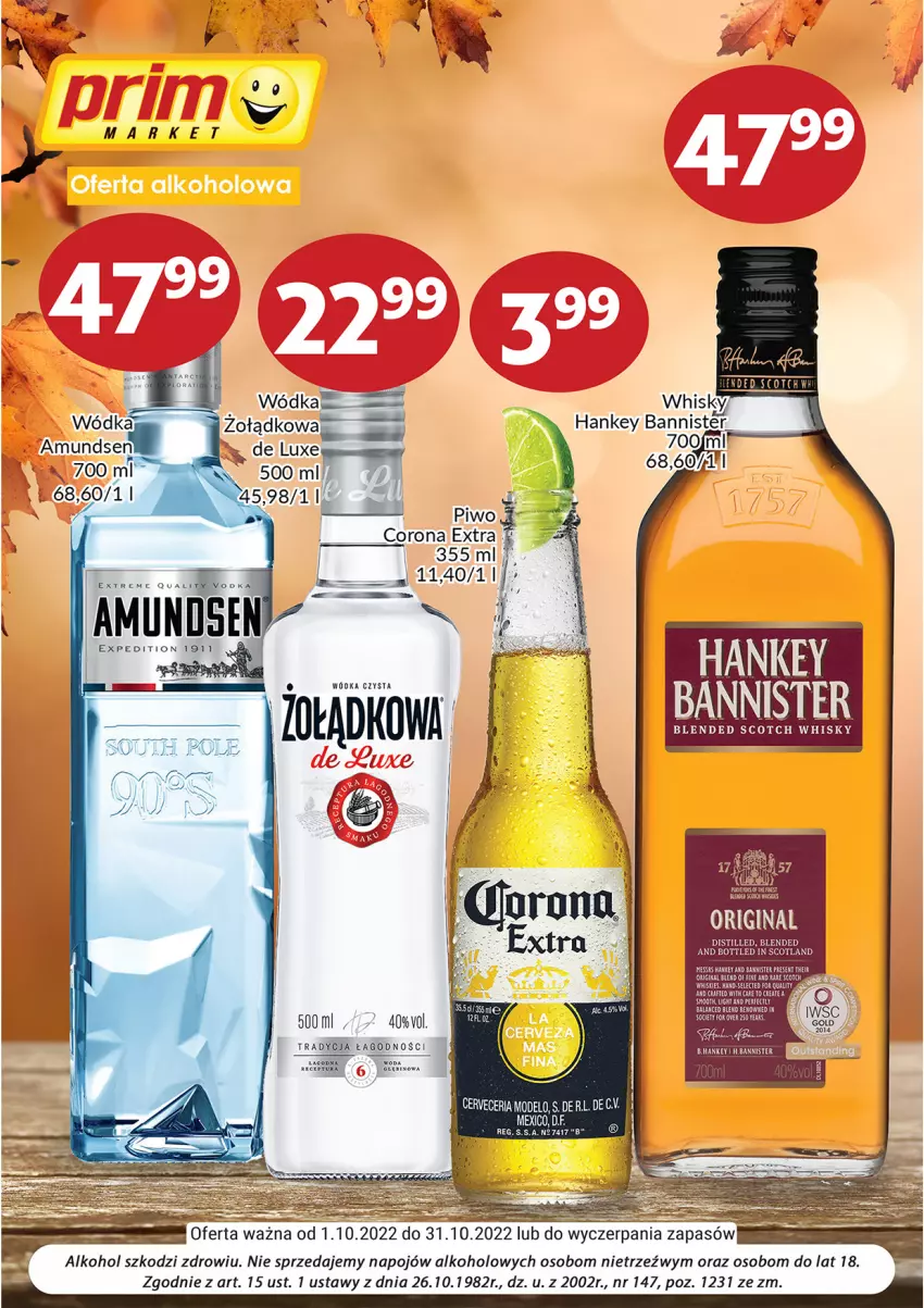 Gazetka promocyjna Prim Market - ważna 01.10 do 31.10.2022 - strona 1 - produkty: Amundsen, Gin, LG, Piwo, Whisky, Wódka