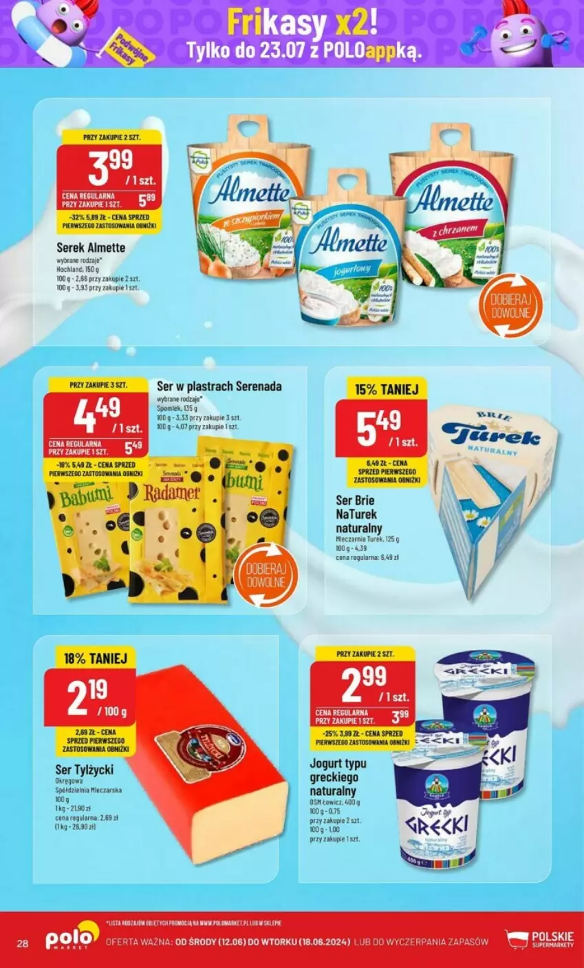 Gazetka promocyjna PoloMarket - ważna 12.06 do 18.06.2024 - strona 21 - produkty: Almette, Brie, Jogurt, NaTurek, Ser, Serek