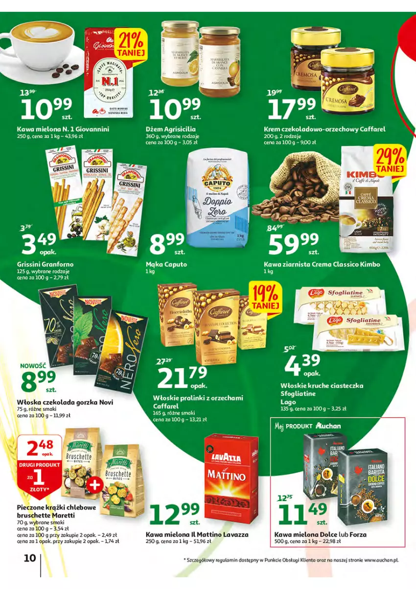 Gazetka promocyjna Auchan - Włoska kuchnia jest w cenie Hipermarkety - ważna 05.05 do 11.05.2022 - strona 10 - produkty: Czekolada, Czekolada gorzka, Dżem, Fa, Gra, Grissini, Kawa, Kawa mielona, Kawa ziarnista, Lavazza, Mąka