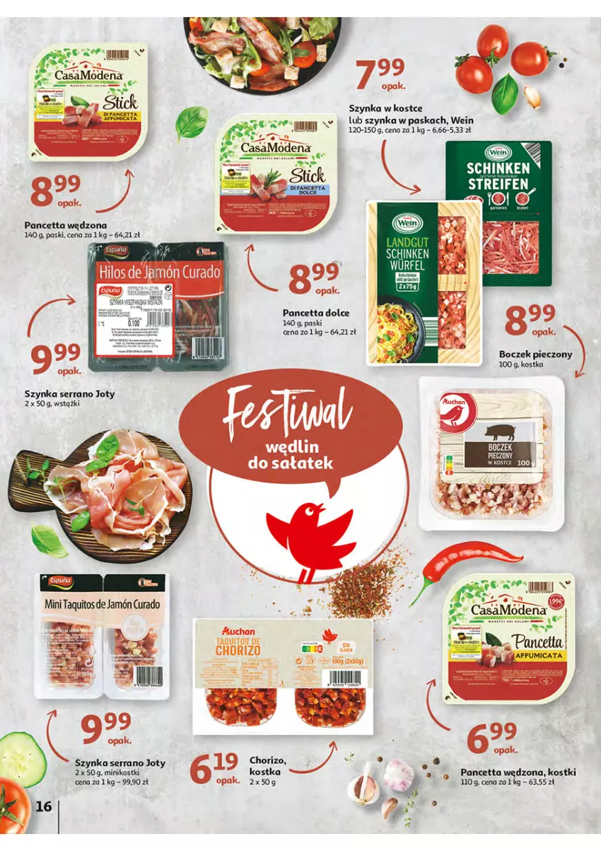 Gazetka promocyjna Auchan - Włoska kuchnia jest w cenie Hipermarkety - ważna 05.05 do 11.05.2022 - strona 16 - produkty: Boczek, Boczek pieczony, Piec, Ser, Szynka