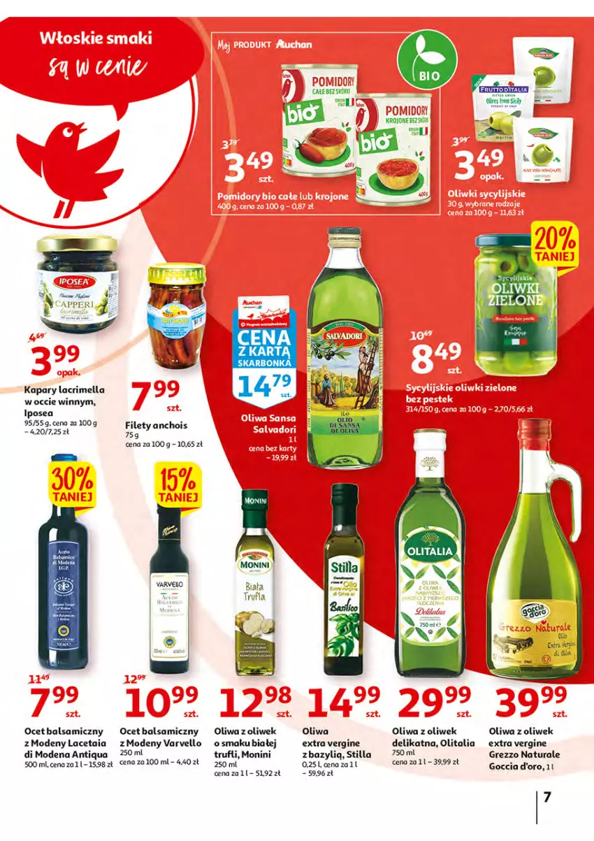 Gazetka promocyjna Auchan - Włoska kuchnia jest w cenie Hipermarkety - ważna 05.05 do 11.05.2022 - strona 7 - produkty: Bazyl, Gin, Kapary, Monini, Ocet, Odol, Oliwa z oliwek