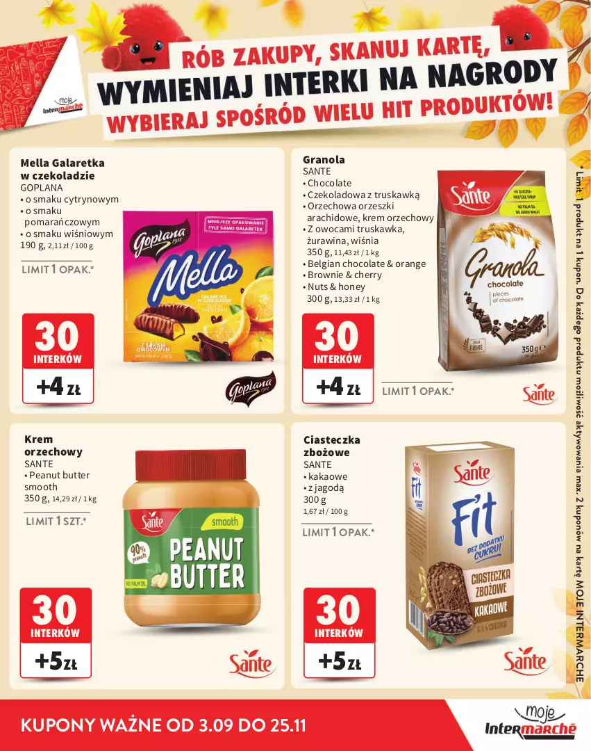 Gazetka promocyjna Intermarche - Katalog Interki - ważna 03.09 do 25.11.2026 - strona 17 - produkty: Brownie, Gala, Galaretka, Goplana, Gra, Granola, Kakao, Krem orzechowy, LANA, LG, Orzeszki, Sante