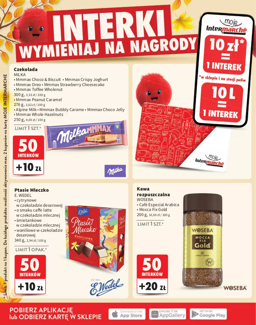 Gazetka promocyjna Intermarche - Katalog Interki - ważna 03.09 do 25.11.2026 - strona 28 - produkty: BIC, Czekolada, Deser, E. Wedel, Kawa, Kawa rozpuszczalna, Milka, Mleczko, Mocca Fix Gold, Oreo, Ptasie mleczko, Ser, Woseba