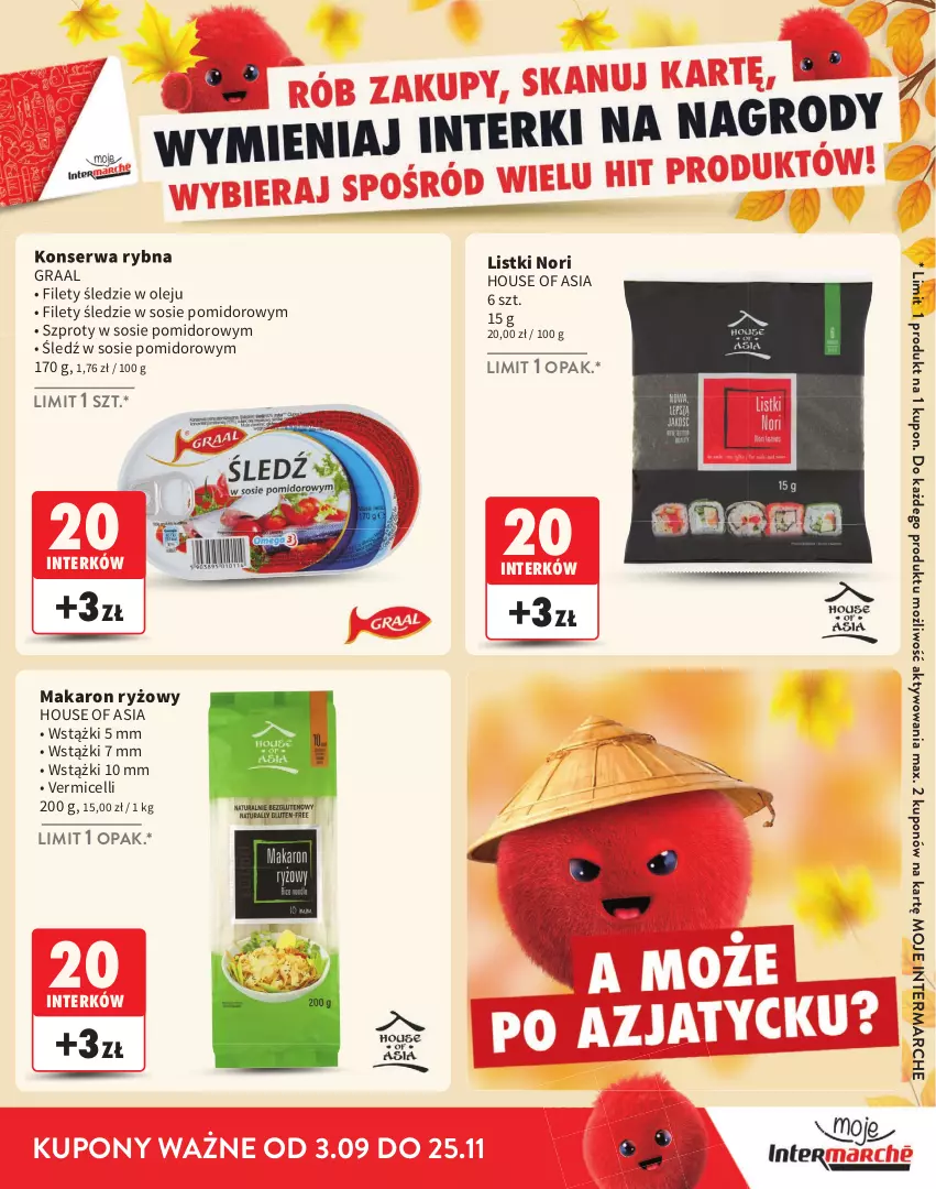 Gazetka promocyjna Intermarche - Katalog Interki - ważna 03.09 do 25.11.2026 - strona 9 - produkty: Gra, Graal, House of Asia, Makaron, Makaron ryżowy, Olej, Ryż, Ser, Sos, Szprot