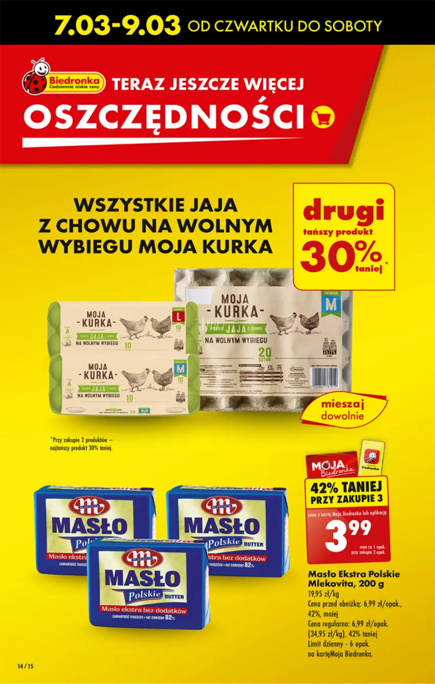 Gazetka promocyjna Biedronka - Od czwartku - ważna 07.03 do 13.03.2024 - strona 14 - produkty: Jaja, Masło, Mleko, Mlekovita, Tera