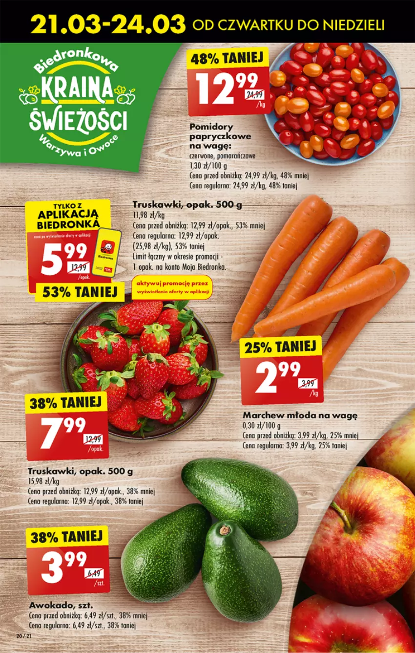 Gazetka promocyjna Biedronka - Od czwartku - ważna 21.03 do 27.03.2024 - strona 20 - produkty: Pomidory, Truskawki