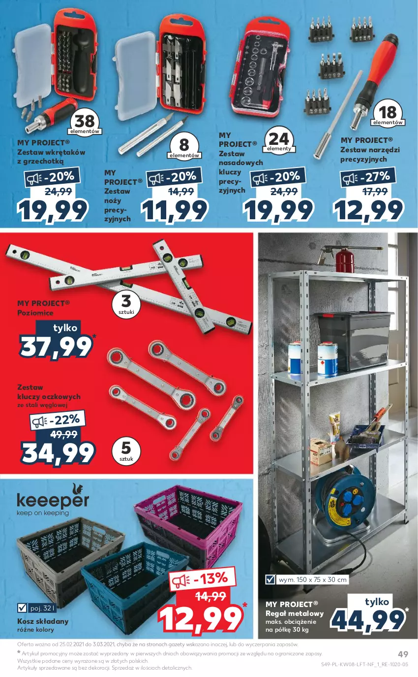 Gazetka promocyjna Kaufland - OFERTA TYGODNIA - ważna 25.02 do 03.03.2021 - strona 49 - produkty: Gra, Kosz, Noż, Regał, Regał metalowy, Wkręt, Zestaw kluczy, Zestaw narzędzi, Zestaw wkrętaków