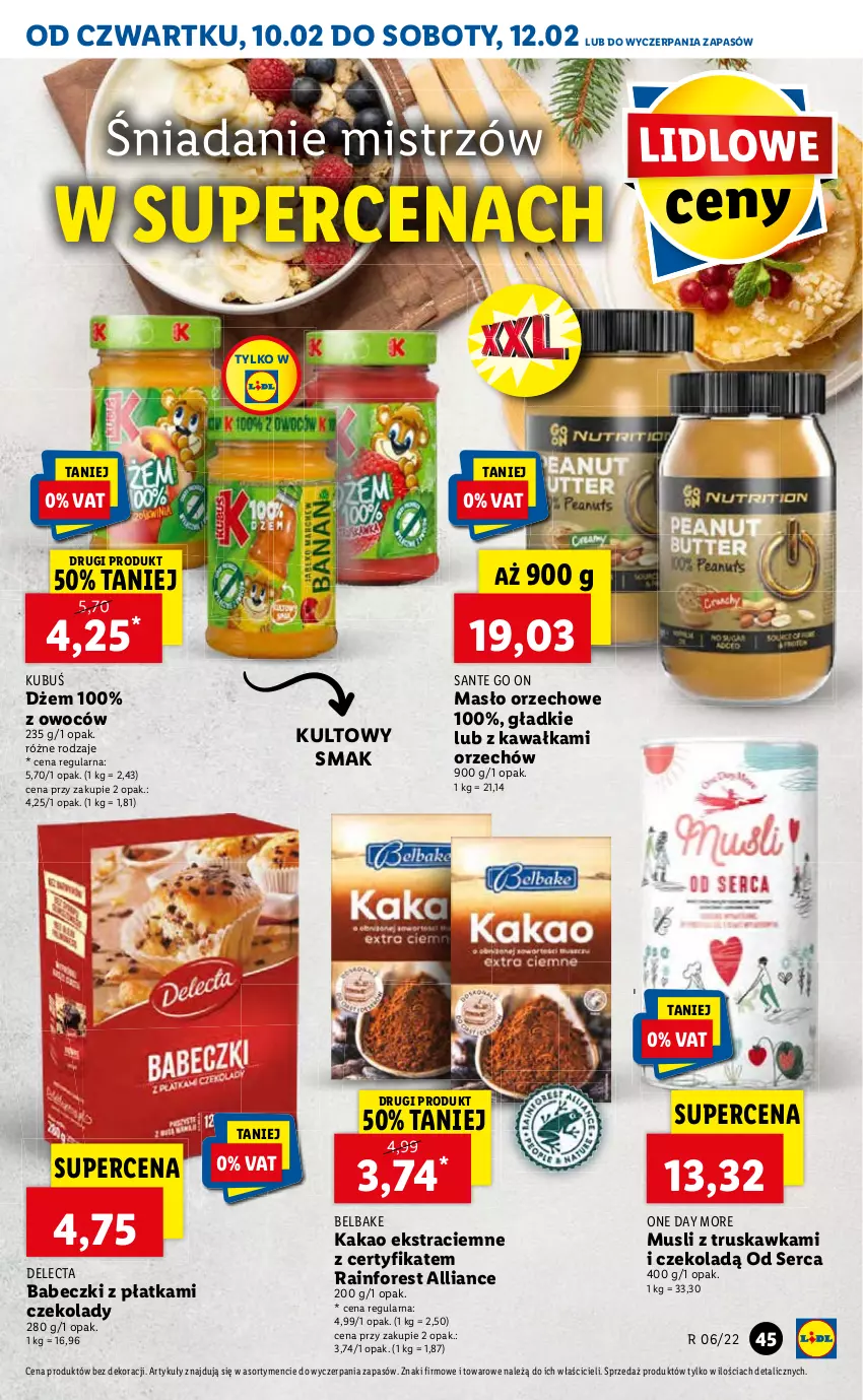 Gazetka promocyjna Lidl - GAZETKA - ważna 10.02 do 12.02.2022 - strona 45 - produkty: Dżem, Kakao, Kawa, Masło, Mus, Ser