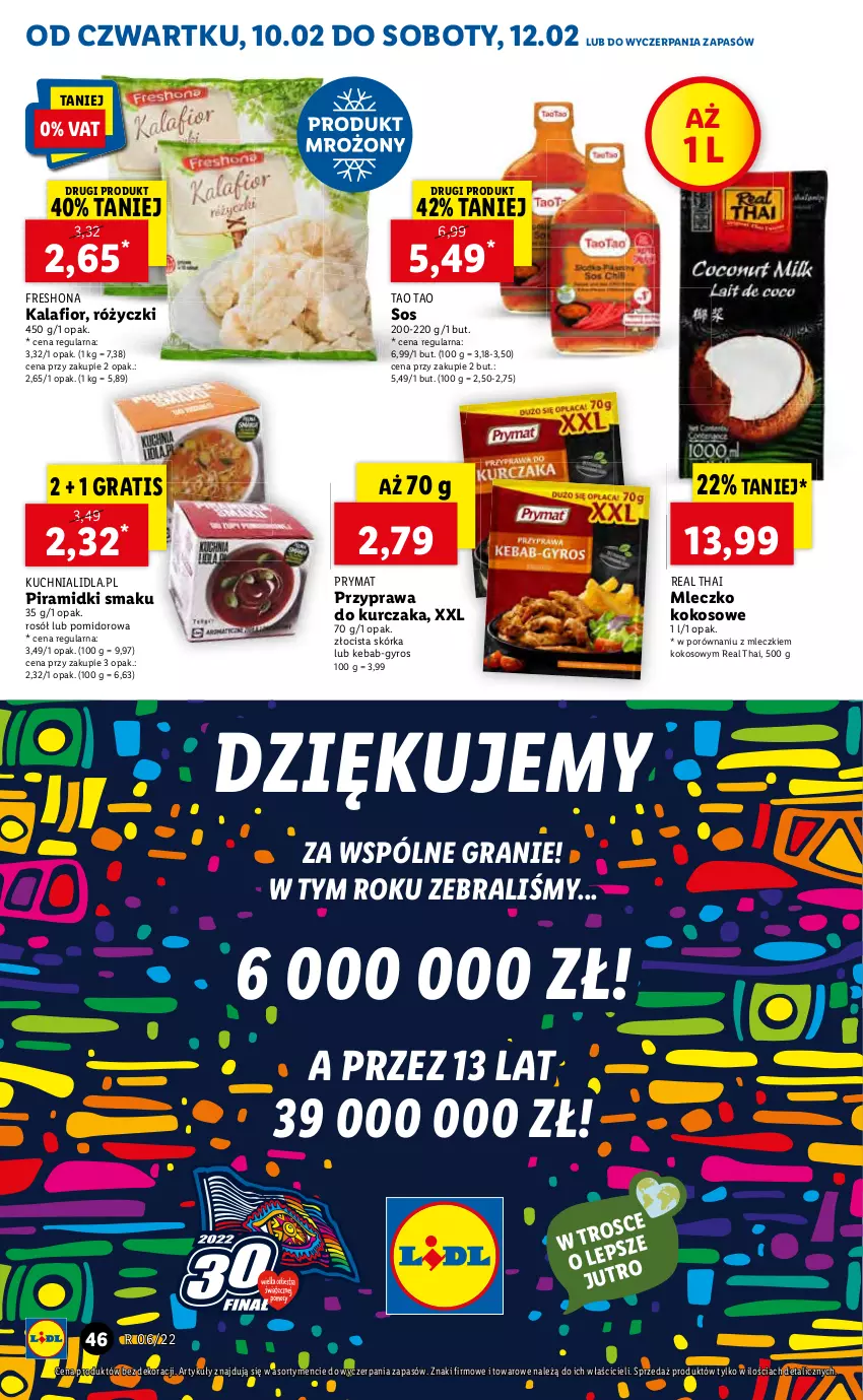 Gazetka promocyjna Lidl - GAZETKA - ważna 10.02 do 12.02.2022 - strona 46 - produkty: Gra, Gyros, Kalafior, Kokos, Kurczak, Mleczko, Por, Sos