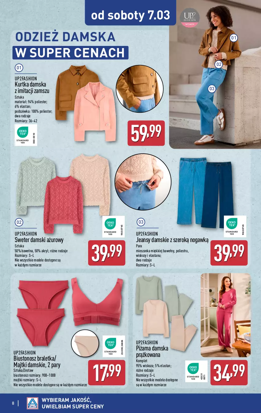 Gazetka promocyjna Aldi - Artykuły przemysłowe i tekstylia - ważna 04.03 do 07.03.2026 - strona 8 - produkty: Biustonosz, Fa, Kurtka, Majtki, Piżama, Sweter, Wełna