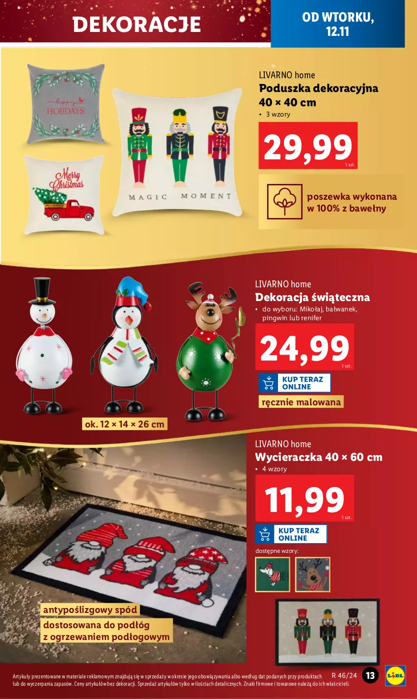 Gazetka promocyjna Lidl - GAZETKA - ważna 12.11 do 16.11.2024 - strona 15 - produkty: Dekoracja świąteczna, Ivar, Ogrzewanie, Pingwin, Poduszka, Poduszka dekoracyjna, Poszewka, Renifer, Wycieraczka