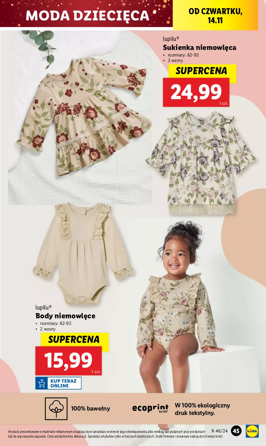 Gazetka promocyjna Lidl - GAZETKA - ważna 12.11 do 16.11.2024 - strona 47 - produkty: Body, Dzieci, Moda, Sukienka