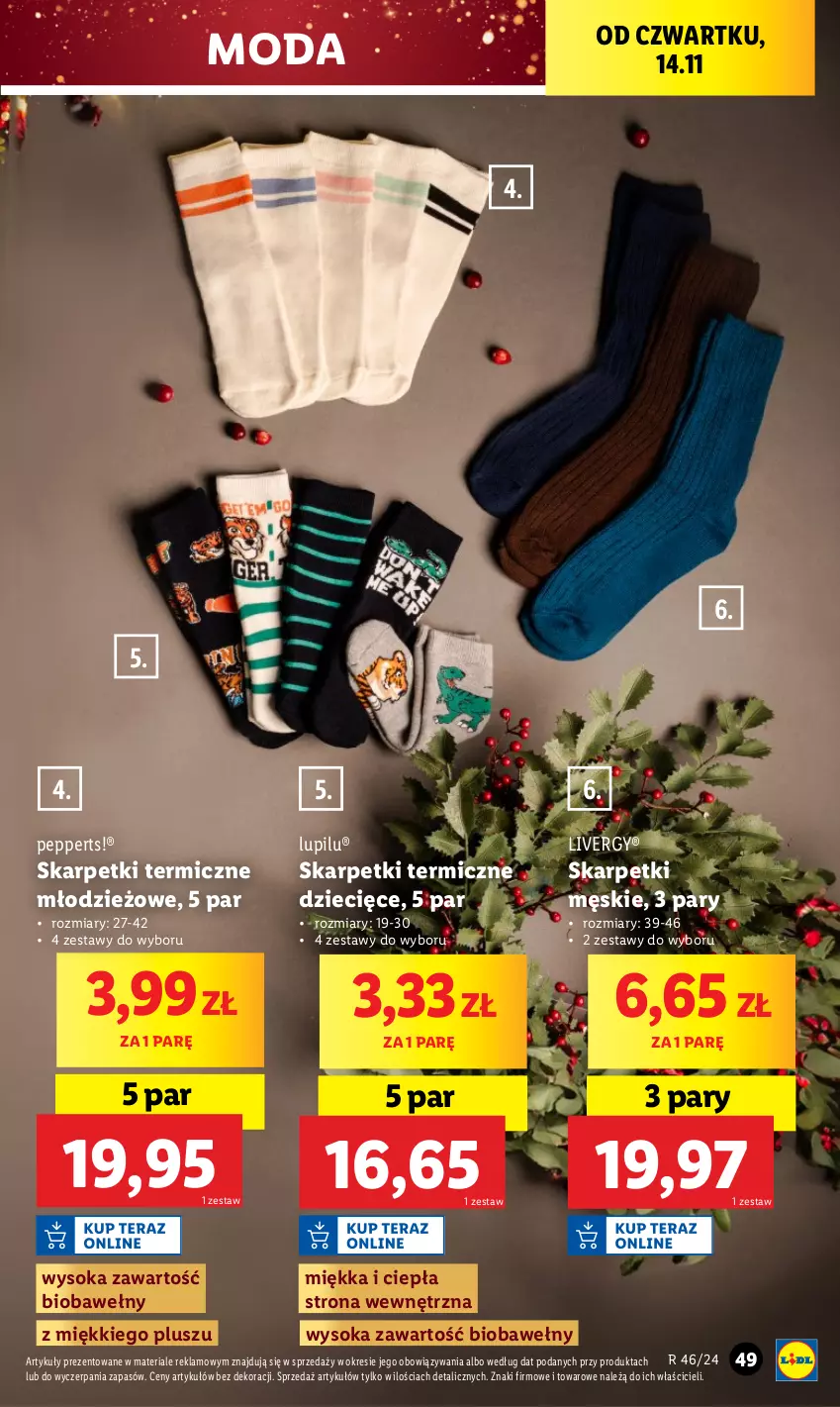 Gazetka promocyjna Lidl - GAZETKA - ważna 12.11 do 16.11.2024 - strona 51 - produkty: Dzieci, Karp, Moda, Skarpetki, Sok