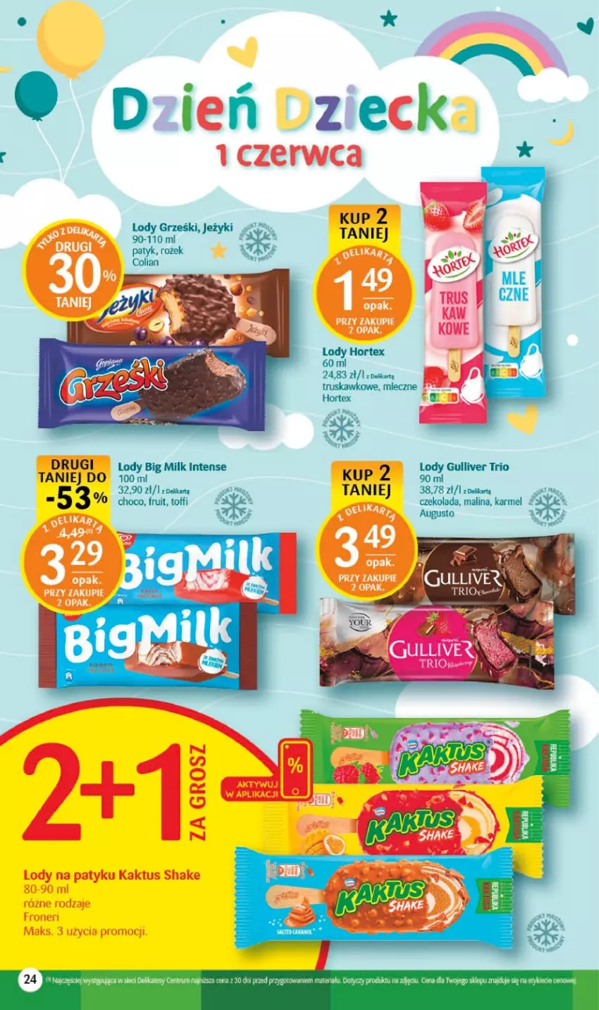 Gazetka promocyjna Delikatesy Centrum - Gazetka DC20 - ważna 25.05 do 31.05.2023 - strona 24 - produkty: Big Milk, Hortex, Lody, Rum