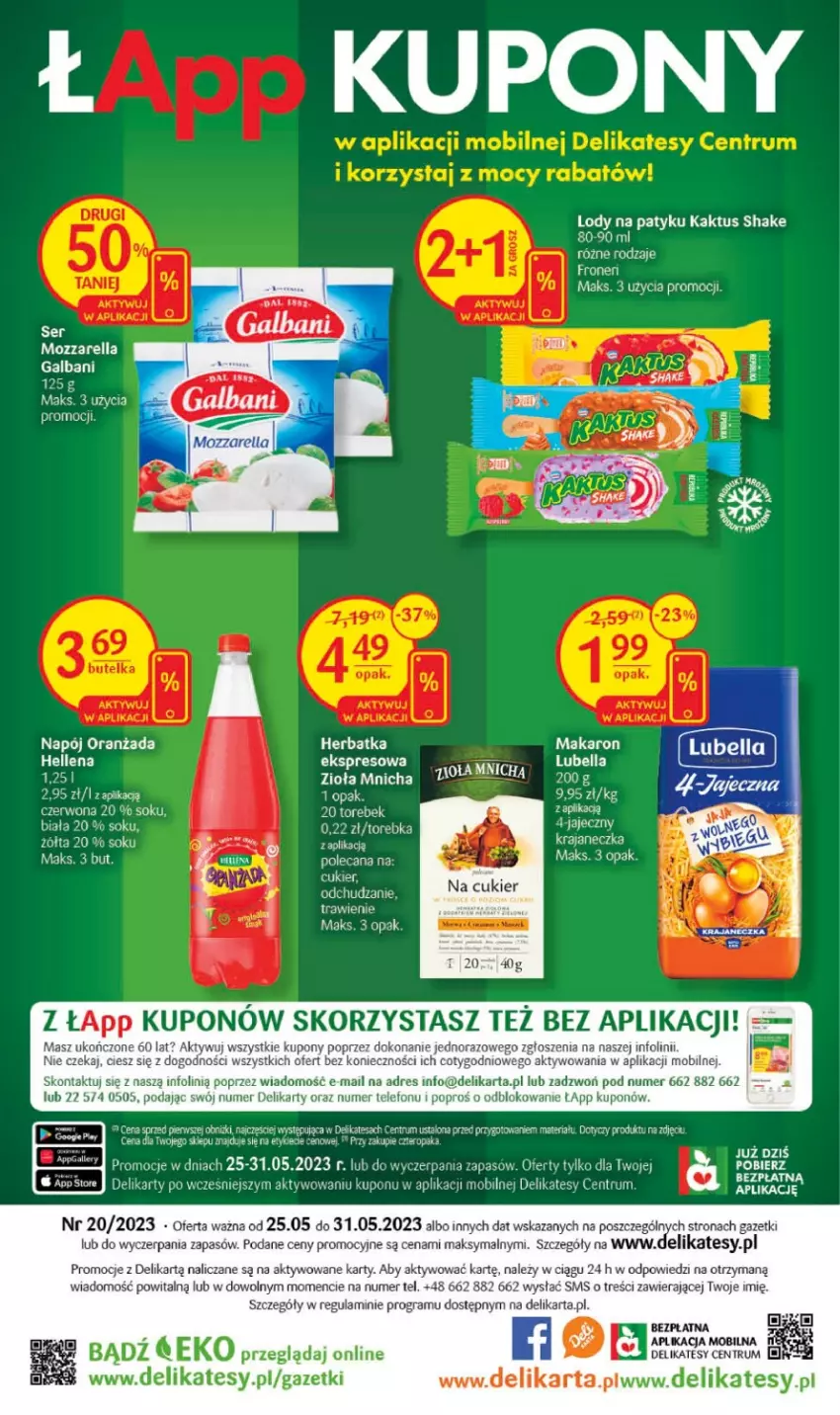 Gazetka promocyjna Delikatesy Centrum - Gazetka DC20 - ważna 25.05 do 31.05.2023 - strona 32 - produkty: Bell, Bella, Cukier, Dres, Galbani, Gra, Hellena, Kaktus, Lody, Lubella, Makaron, Mobil, Mozzarella, Napój, Oranżada, Por, Rum, Sok, Telefon, Torebka