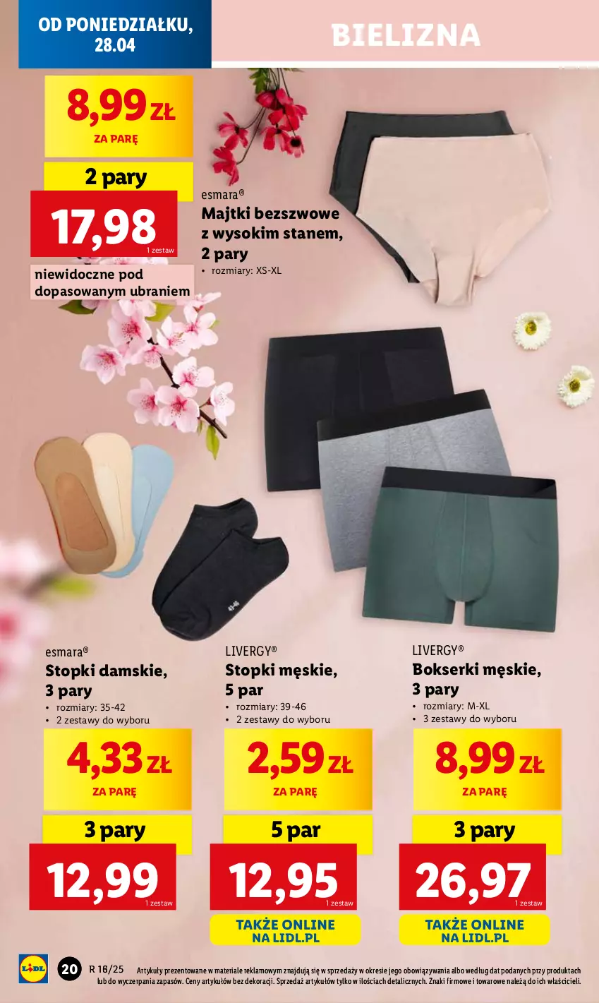 Gazetka promocyjna Lidl - GAZETKA - ważna 28.04 do 02.05.2025 - strona 24 - produkty: Bielizna, Bokserki, Majtki, Ser, Sok, Top