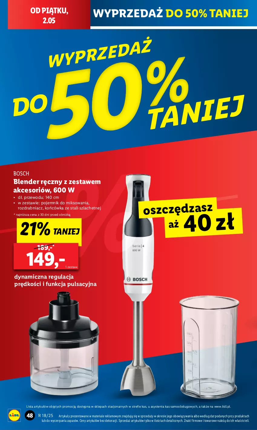 Gazetka promocyjna Lidl - GAZETKA - ważna 28.04 do 02.05.2025 - strona 52 - produkty: Blender, Blender ręczny, Bosch, Pojemnik, Rozdrabniacz