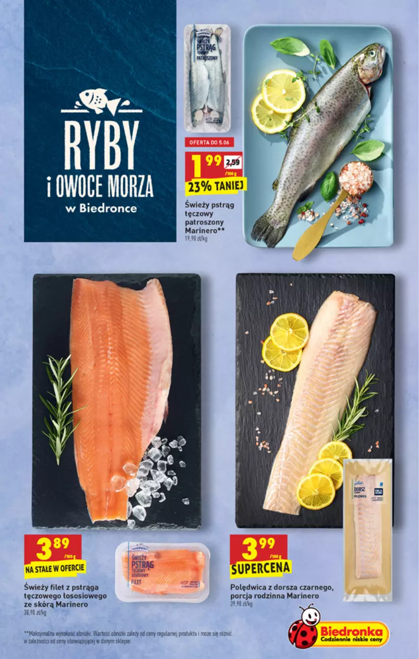 Gazetka promocyjna Biedronka - W tym tygodniu - ważna 02.06 do 09.05.2021 - strona 23 - produkty: Dorsz, Filet z pstrąga, Polędwica, Por, Pstrąg, Sok, Sos