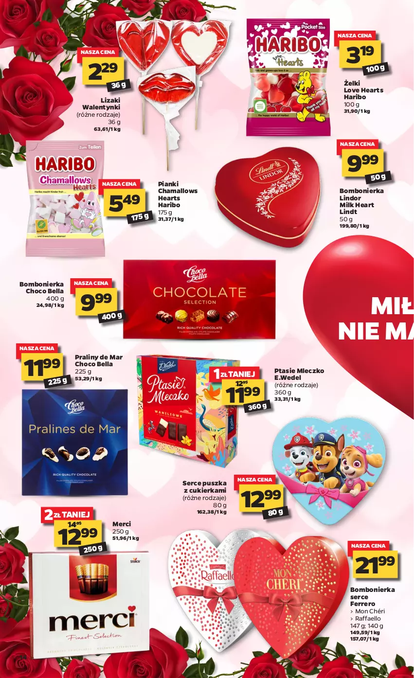 Gazetka promocyjna Netto - Oferta tygodnia - ważna 08.02 do 13.02.2021 - strona 14 - produkty: Bell, Bella, Cukier, Fa, Ferrero, Hama, Haribo, Lindor, Lindt, Lizaki, Merci, Mleczko, Mon Chéri, Praliny, Ptasie mleczko, Raffaello, Ser