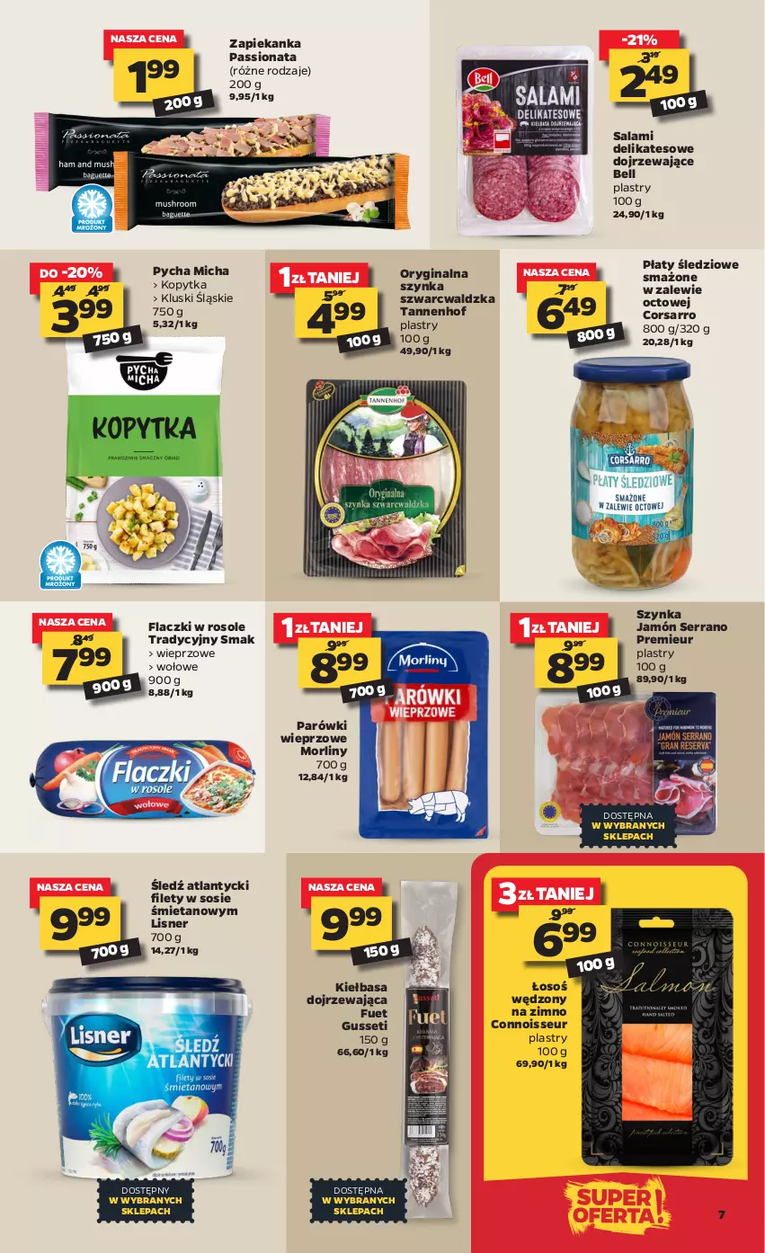 Gazetka promocyjna Netto - Oferta tygodnia - ważna 08.02 do 13.02.2021 - strona 7 - produkty: Bell, Gin, Jamón serrano, Kiełbasa, Kopytka, Lisner, Morliny, Parówki, Płaty śledziowe, Salami, Ser, Sos, Szynka, Zapiekanka