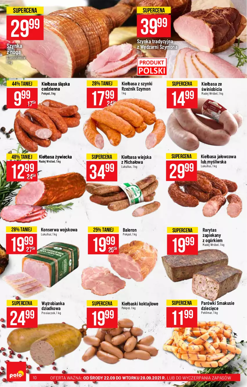 Gazetka promocyjna PoloMarket - Gazetka pomocyjna - ważna 22.09 do 28.09.2021 - strona 10 - produkty: Bianka, BIC, Dzieci, Kiełbasa, Kiełbasa śląska, Kiełbasa wiejska, Madej Wróbel, Parówki, Pekpol, Ser, Szynka