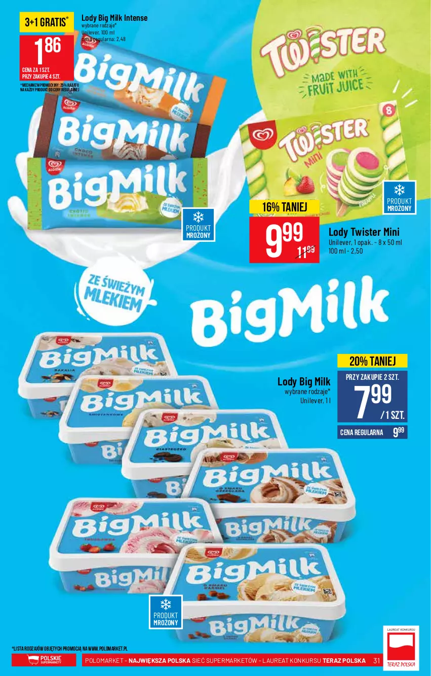 Gazetka promocyjna PoloMarket - Gazetka pomocyjna - ważna 22.09 do 28.09.2021 - strona 31 - produkty: Big Milk, Gra, Laur, Lody, Tera