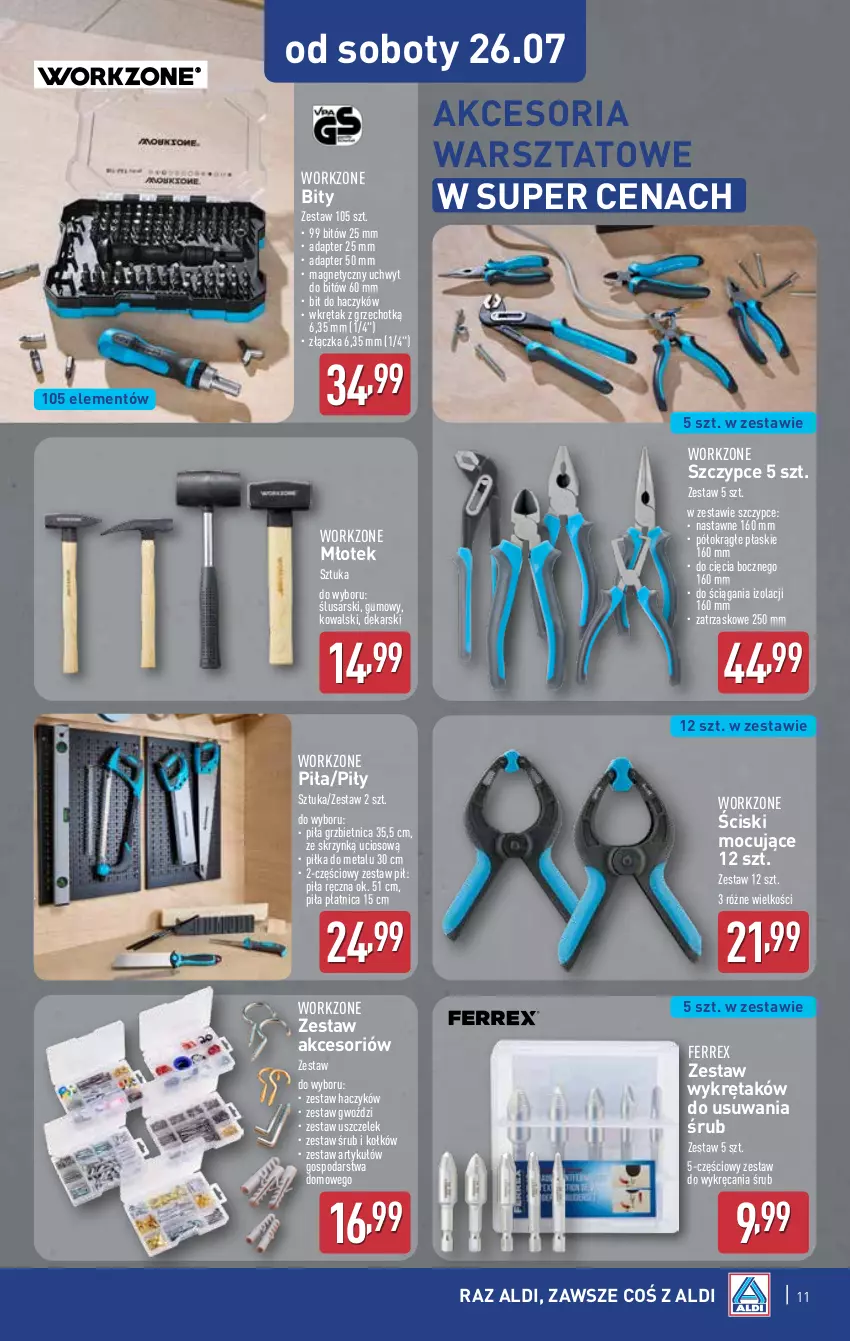 Gazetka promocyjna Aldi - Artykuły przemysłowe i tekstylia - ważna 23.07 do 26.07.2025 - strona 11 - produkty: Haczyk, Młot, Młotek, Piła płatnica, Szczypce, Wkręt