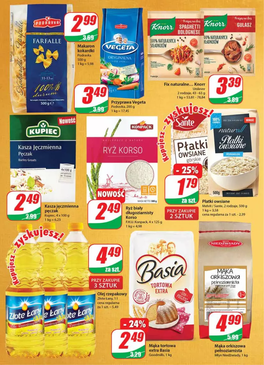 Gazetka promocyjna Dino - Gazetka - ważna 30.06 do 06.07.2021 - strona 6 - produkty: Basia, Kasza, Kasza jęczmienna, Knorr, Kupiec, Mąka, Mąka tortowa, Makaron, Melvit, Olej, Piec, Płatki owsiane, Podravka, Ryż, Ryż biały, Sante, Vegeta