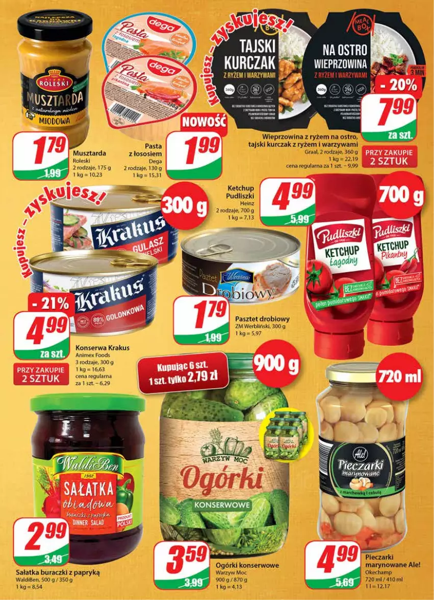 Gazetka promocyjna Dino - Gazetka - ważna 30.06 do 06.07.2021 - strona 7 - produkty: Buraczki, Dega, Heinz, Ketchup, Krakus, Kurczak, Mus, Musztarda, Ogórki konserwowe, Pasztet, Pudliszki, Ryż, Sałat, Sałatka, Ser, Sos, Warzywa, Wieprzowina