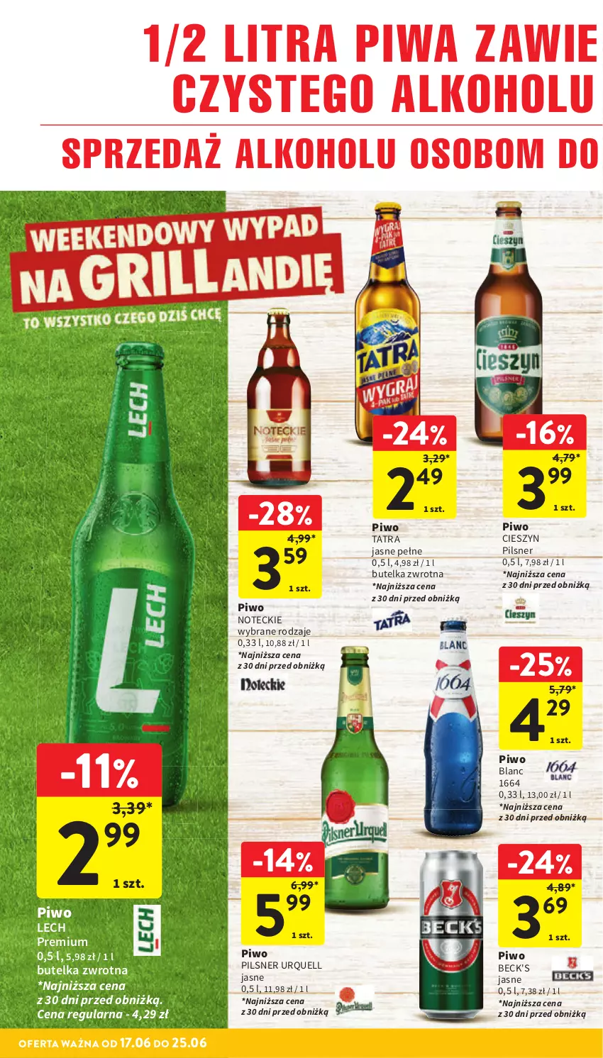 Gazetka promocyjna Intermarche - Gazetka promocyjna - ważna 17.06 do 25.06.2025 - strona 20 - produkty: Lech Premium, Pilsner Urquell, Piwa, Piwo, Tatra
