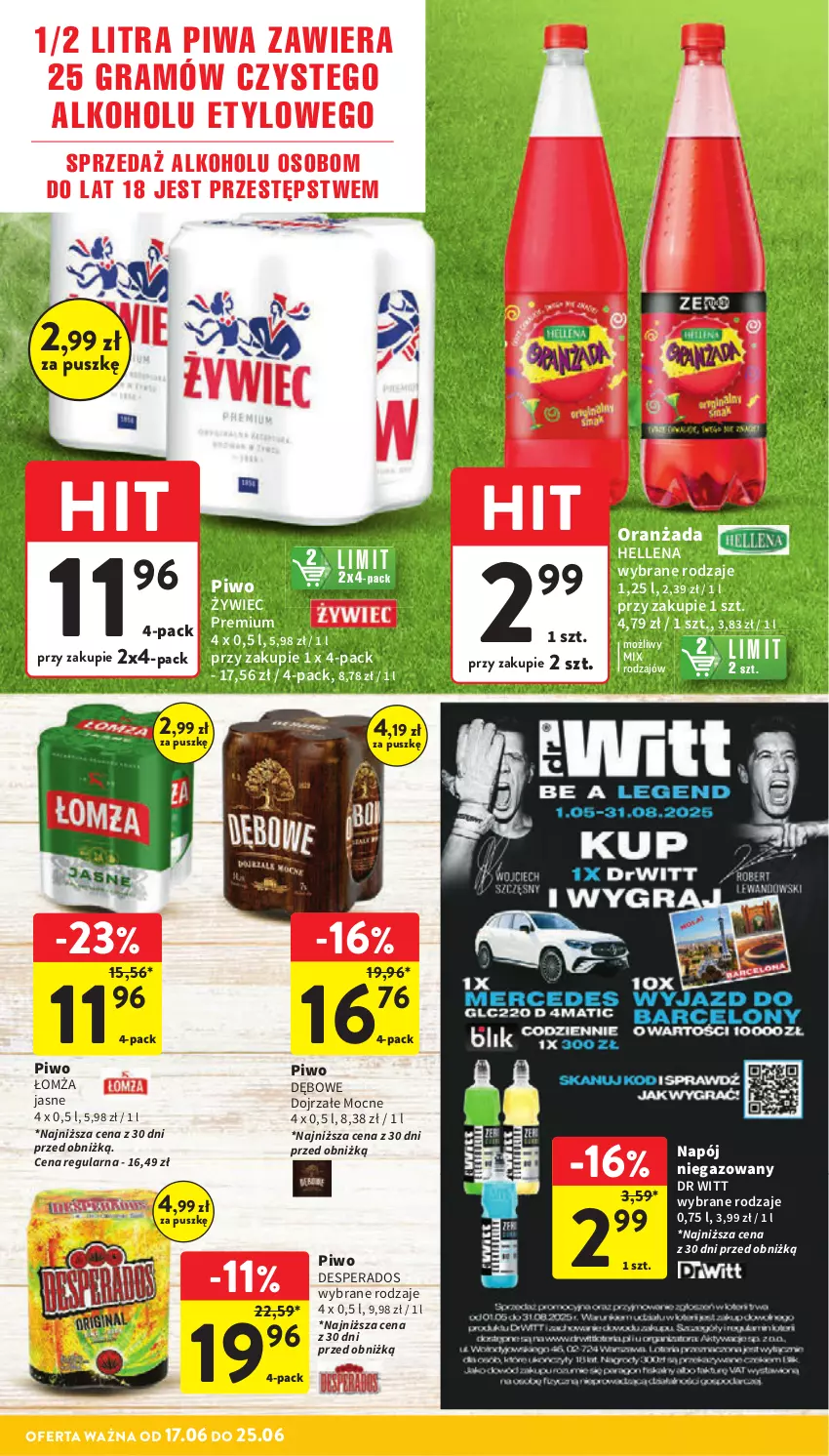 Gazetka promocyjna Intermarche - Gazetka promocyjna - ważna 17.06 do 25.06.2025 - strona 22 - produkty: Desperados, Gra, Hellena, Napój, Napój niegazowany, Oranżada, Piwa, Piwo