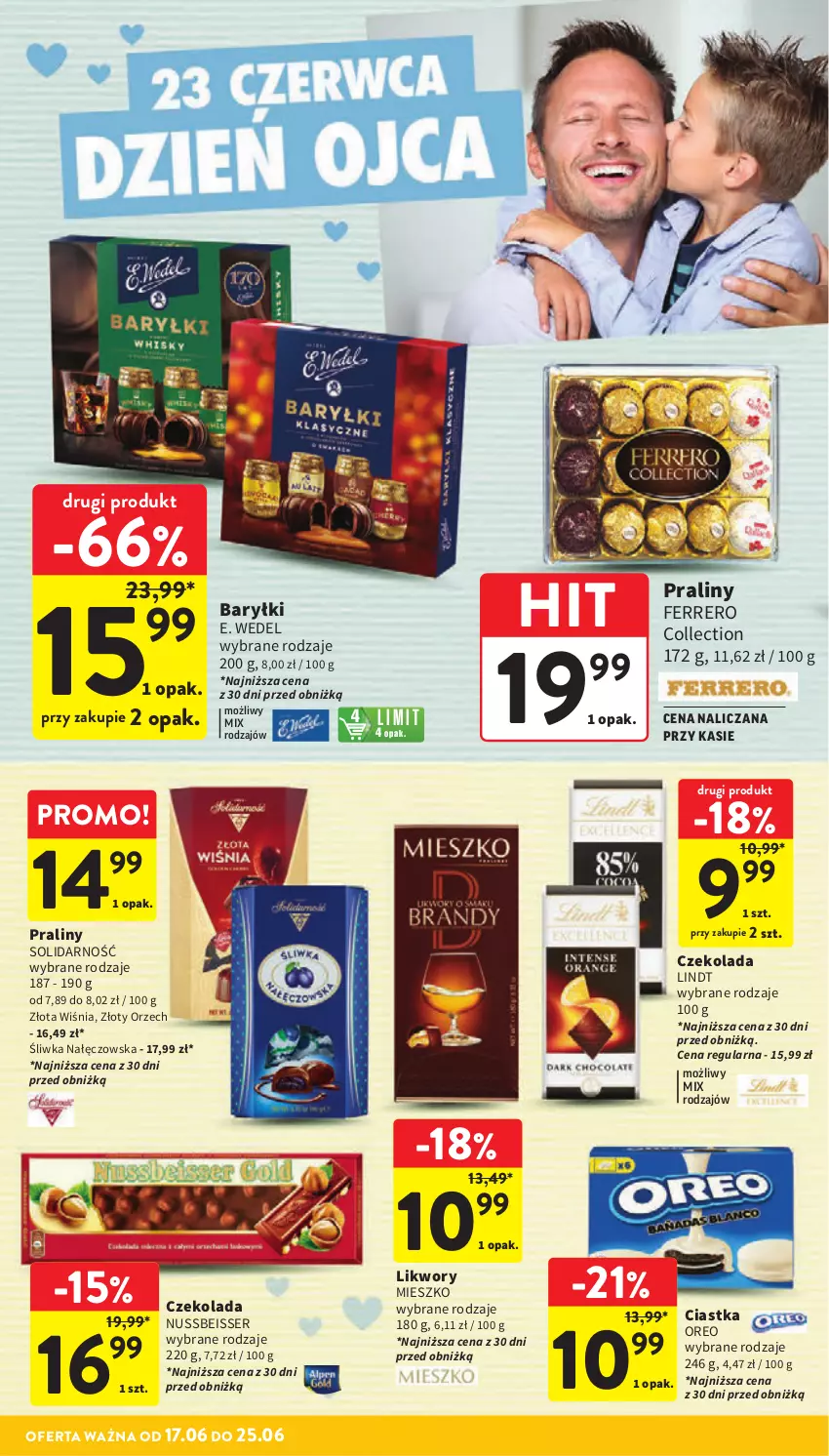 Gazetka promocyjna Intermarche - Gazetka promocyjna - ważna 17.06 do 25.06.2025 - strona 24 - produkty: Baryłki, Ciastka, Czekolada, E. Wedel, Ferrero, Lindt, Oreo, Praliny, Ser