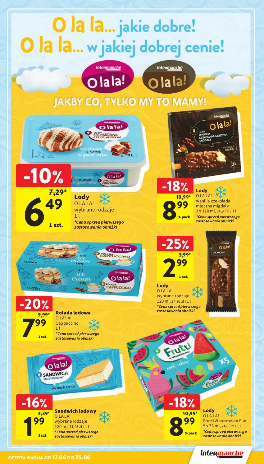 Gazetka promocyjna Intermarche - Gazetka promocyjna - ważna 17.06 do 25.06.2025 - strona 33 - produkty: Cappuccino, Czekolada, Czekolada mleczna, Lody, Melon, Migdały, Rolada
