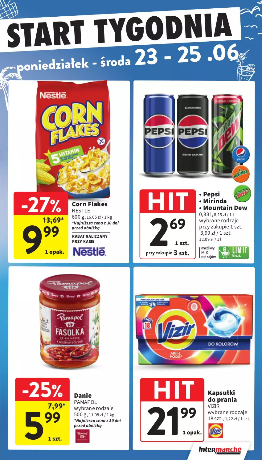 Gazetka promocyjna Intermarche - Gazetka promocyjna - ważna 17.06 do 25.06.2025 - strona 47 - produkty: Corn flakes, Mirinda, Pepsi, Vizir