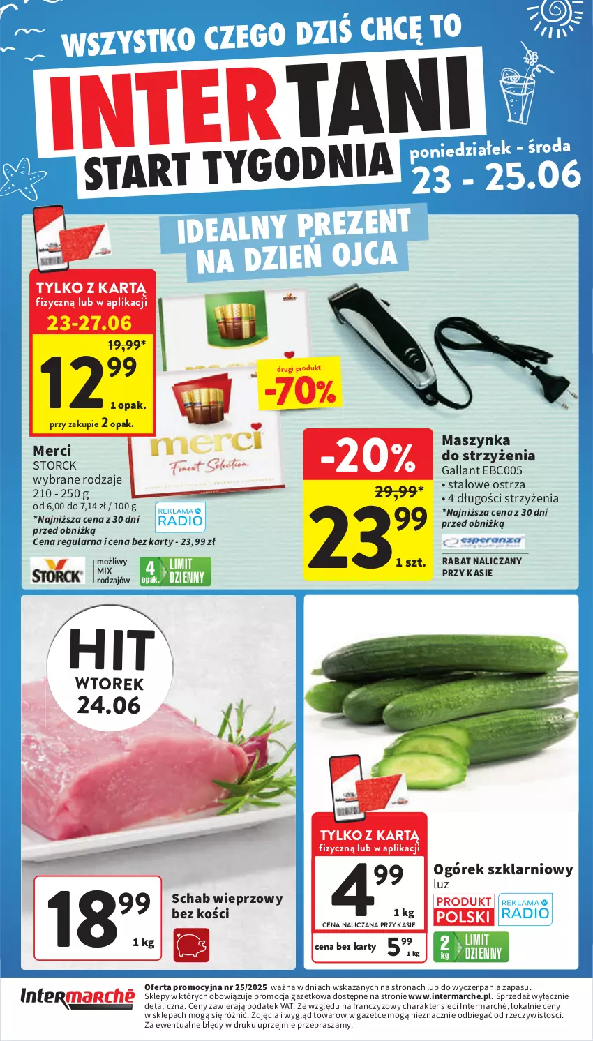Gazetka promocyjna Intermarche - Gazetka promocyjna - ważna 17.06 do 25.06.2025 - strona 48 - produkty: Maszynka, Merci, Ogórek, Owoce, Schab wieprzowy, Szynka, Warzywa