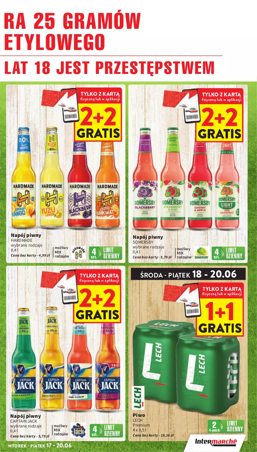 Gazetka promocyjna Intermarche - Gazetka promocyjna - ważna 17.06 do 25.06.2025 - strona 9 - produkty: Captain Jack, Gra, Lech Premium, Napój, Piwo, Somersby