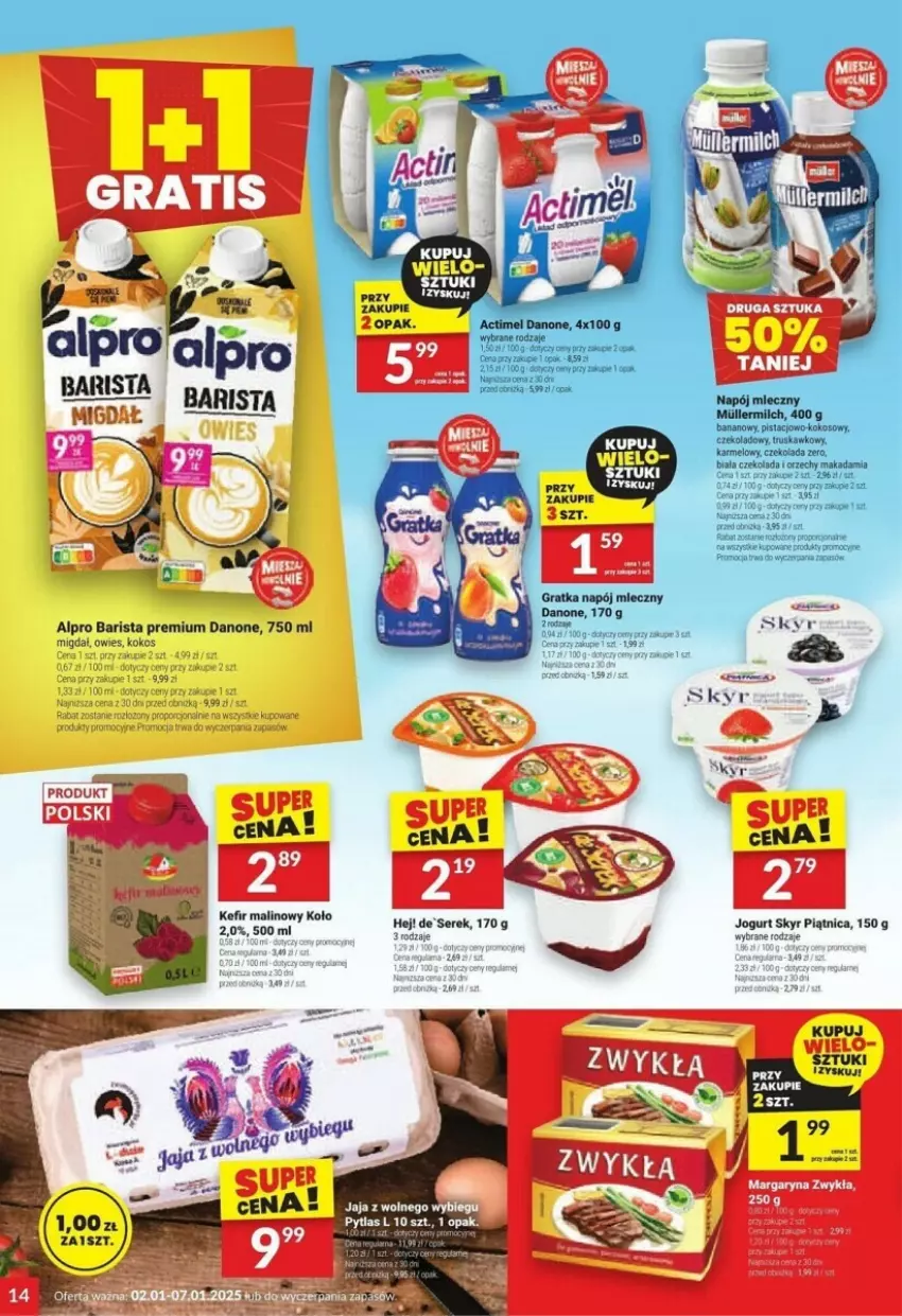 Gazetka promocyjna Twoj Market - ważna 02.01 do 07.01.2025 - strona 6 - produkty: Actimel, Alpro, Czekolada, Danone, Gra, Jaja, Jogurt, Kefir, Kokos, Margaryna, Napój, Napój mleczny, Piątnica, Ser, Serek