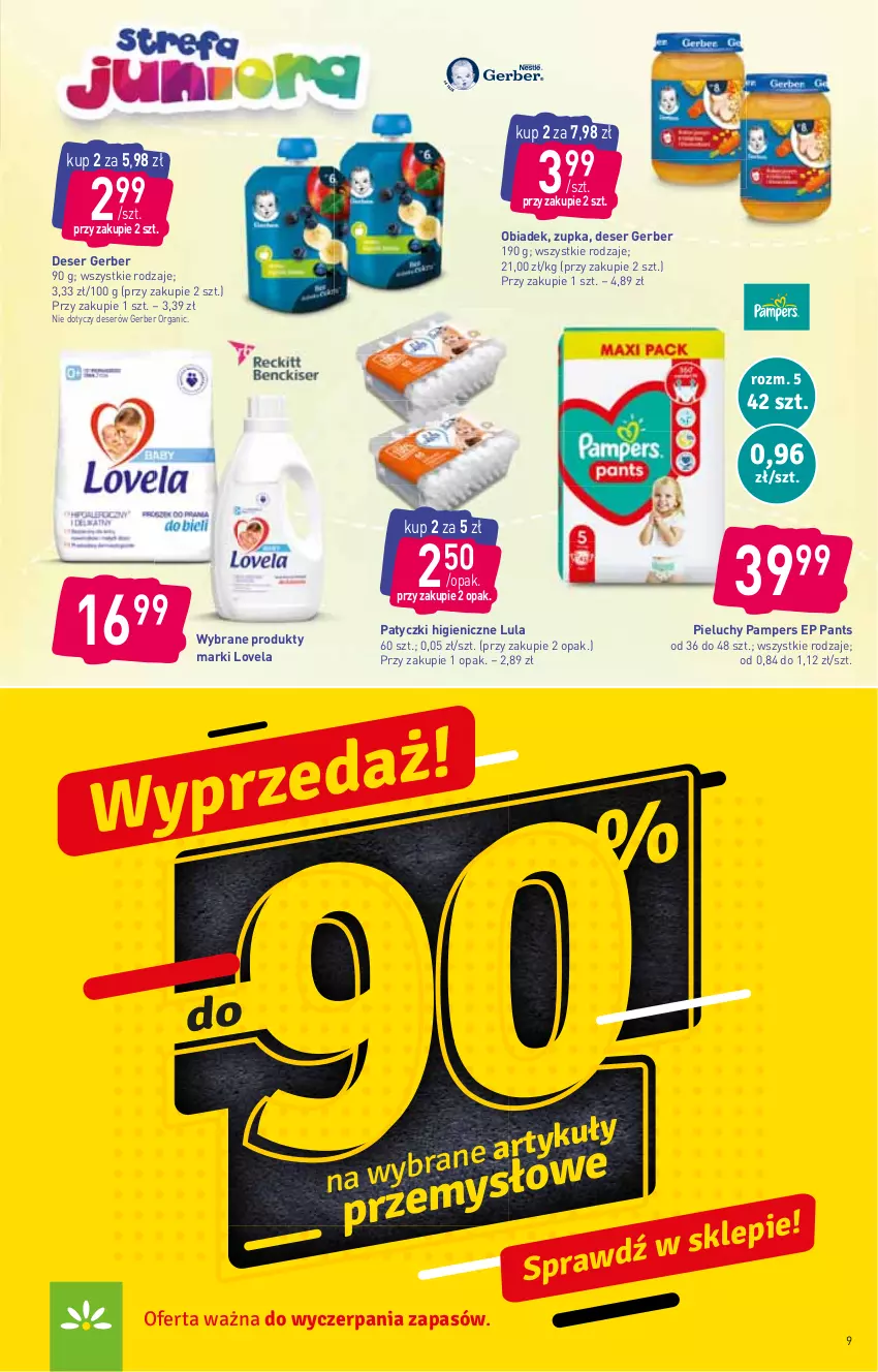 Gazetka promocyjna Stokrotka - Market - ważna 13.01 do 19.01.2022 - strona 9 - produkty: Deser, Gerber, Lovela, Pampers, Pieluchy, Ser