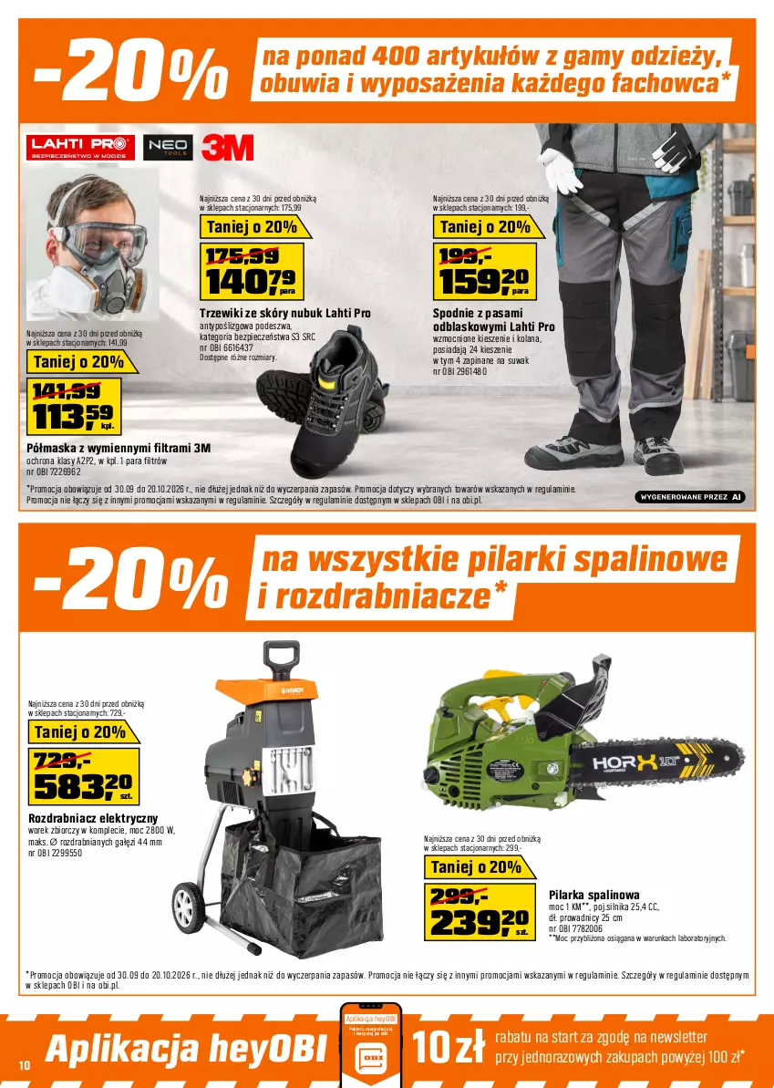 Gazetka promocyjna Obi - Gazetka OBI - ważna 30.09 do 20.10.2026 - strona 10 - produkty: Akumulator, Dmuchawa do liści, Fa, Kompresor, LANA, Maska, Noż, Nożyce, Piec, Rozdrabniacz, Ser, Spodnie, Szlifierka, Szlifierka kątowa, Tarka, Top, Warka, Wkręt, Wkrętarka, Wyrzynarka