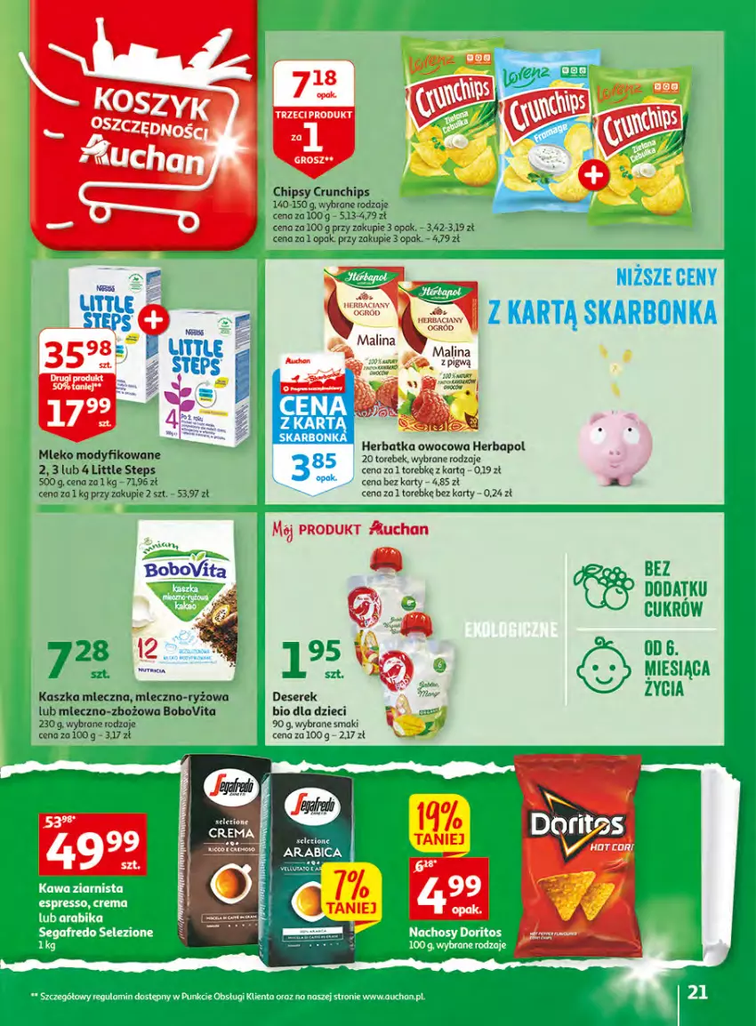 Gazetka promocyjna Auchan - Gazetka Wielkie majowe odkrycia cenowe Hipermarket Auchan - ważna 27.04 do 02.05.2023 - strona 21 - produkty: BoboVita, Chipsy, Crunchips, Deser, Dzieci, Herbaciany ogrod, Herbapol, Mleko, Mleko modyfikowane, Ogród, Ryż, Ser, Serek