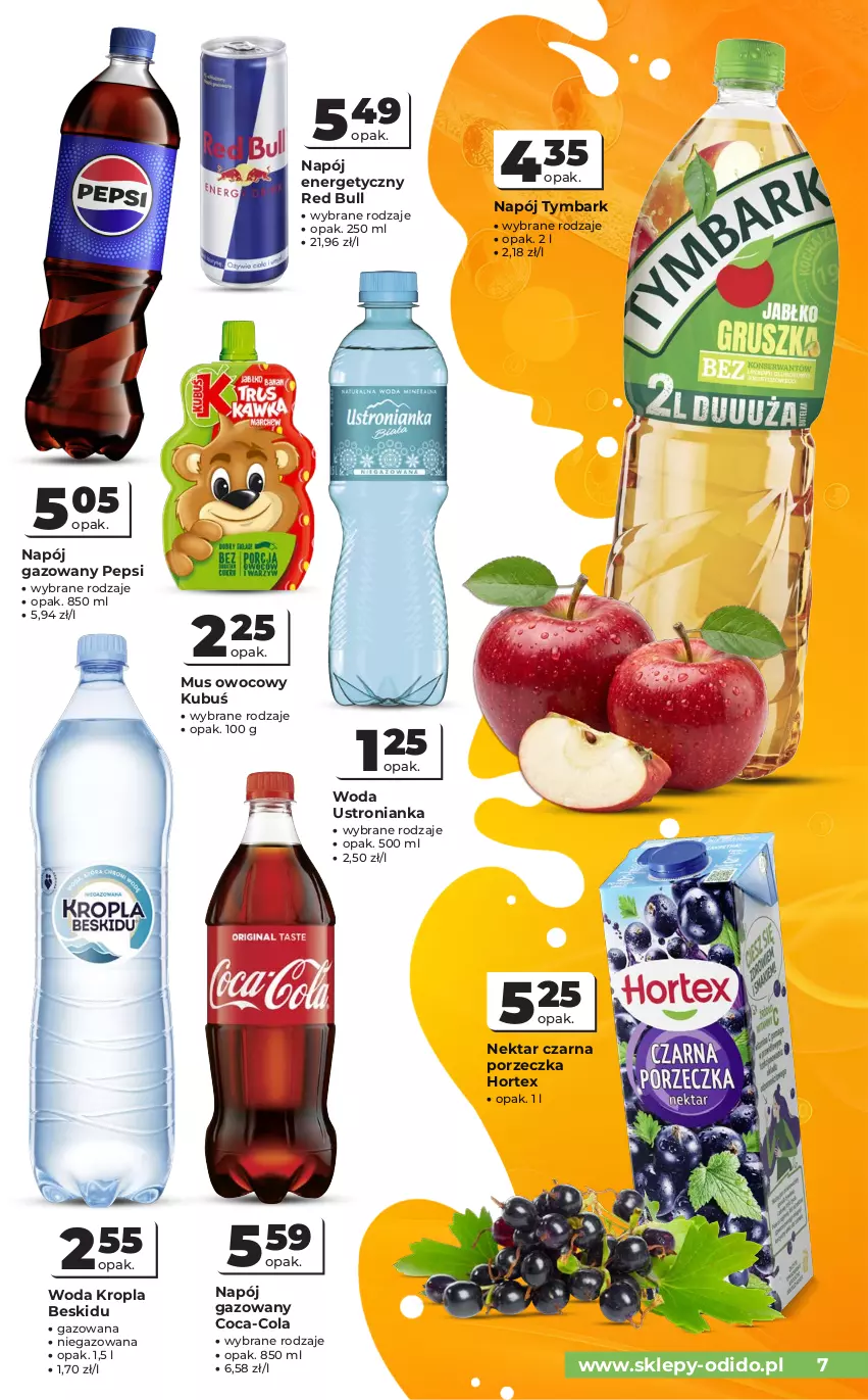 Gazetka promocyjna Odido - Gazetka Odido - ważna 05.08 do 19.08.2026 - strona 7 - produkty: Coca-Cola, Hortex, Kubuś, Mus, Napój, Napój energetyczny, Napój gazowany, Nektar, Pepsi, Por, Red Bull, Tymbark, Woda