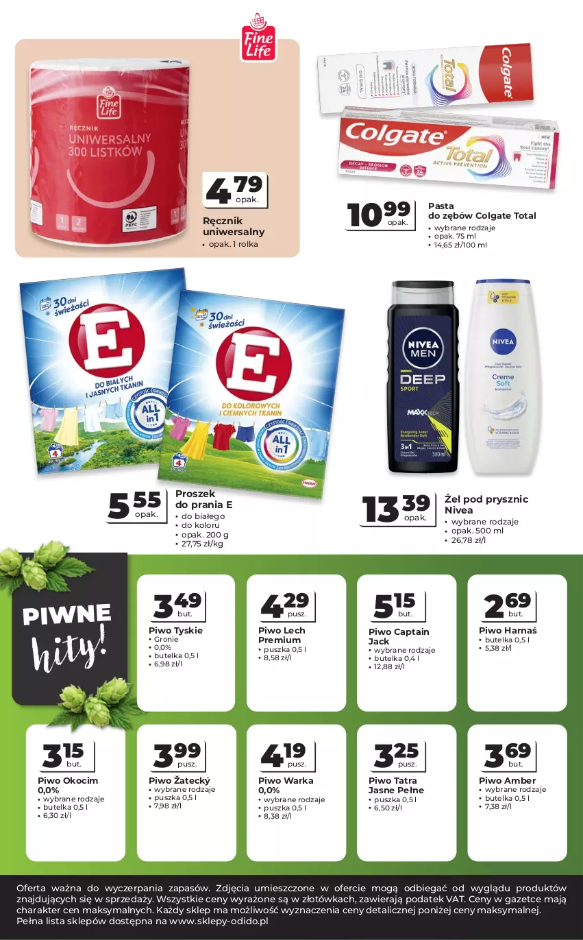 Gazetka promocyjna Odido - Gazetka Odido - ważna 05.08 do 19.08.2026 - strona 8 - produkty: Captain Jack, Colgate, Colgate Total, Harnaś, Koc, Lech Premium, LG, Nivea, Okocim, Pasta do zębów, Piwo, Proszek do prania, Ręcznik, Tatra, Tyskie, Warka