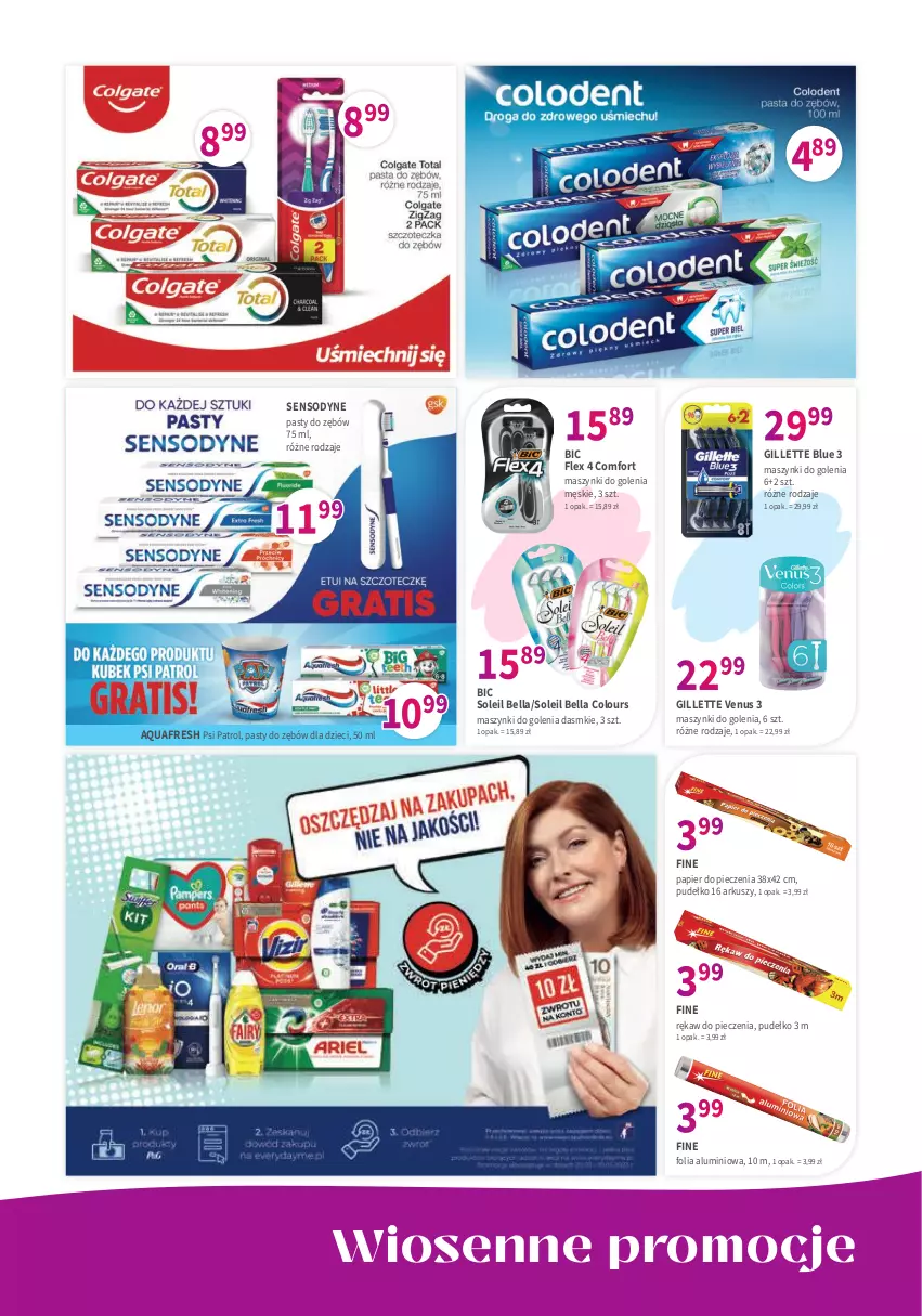 Gazetka promocyjna Drogerie Polskie - Gazetka - ważna 07.04 do 30.04.2023 - strona 7 - produkty: Aquafresh, Bell, Bella, BIC, Dzieci, Folia aluminiowa, Gillette, Gillette Venus, Papier, Papier do pieczenia, Piec, Psi Patrol, Pudełko, Rękaw do pieczenia, Sensodyne, Venus