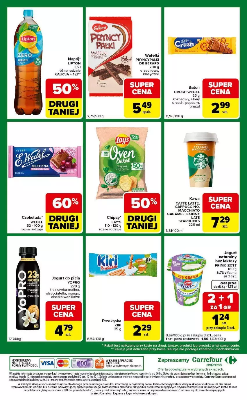 Gazetka promocyjna Carrefour - Gazetka Express - ważna 12.05 do 18.05.2026 - strona 8 - produkty: Baton, Cappuccino, Chia, Chipsy, Czekolada, Dr Gerard, Jogurt, Jogurt naturalny, Kawa, Kokos, Lipton, Mango, Napój, Popcorn, Sok, Stek, Zott