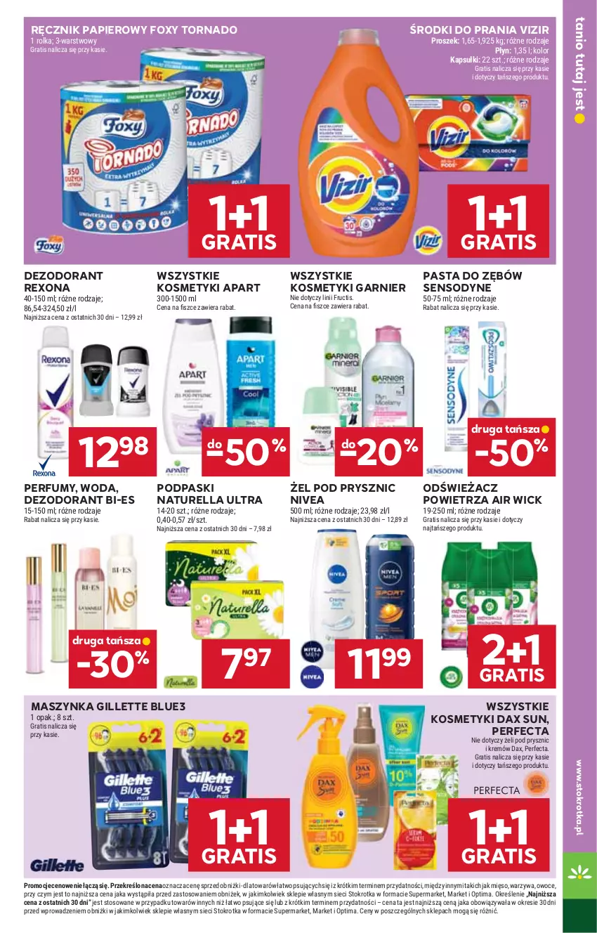 Gazetka promocyjna Stokrotka - Supermarket - ważna 14.05 do 20.05.2026 - strona 37 - produkty: Air Wick, DAX, Dezodorant, Foxy, Fructis, Garnier, Gillette, Gra, Maszynka, Mięso, Naturell, Naturella, Nivea, Odświeżacz powietrza, Optima, Owoce, Papier, Pasta do zębów, Perfecta, Perfum, Podpaski, Ręcznik, Rexona, Sensodyne, Szynka, Vizir, Warzywa, Woda