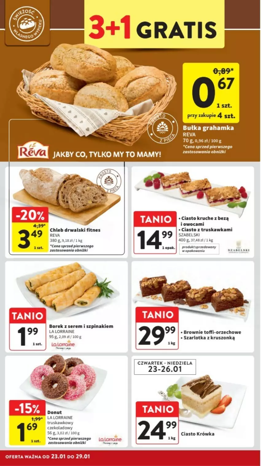 Gazetka promocyjna Intermarche - ważna 23.01 do 29.01.2025 - strona 10 - produkty: Brownie, Bułka, Bułka grahamka, Chleb, Gra, LG, Ser, Szarlotka, Szpinak