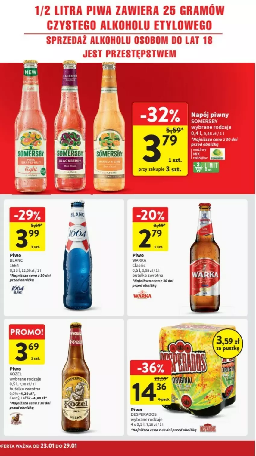 Gazetka promocyjna Intermarche - ważna 23.01 do 29.01.2025 - strona 21 - produkty: Kozel, LG, Piwa, Piwo, Warka